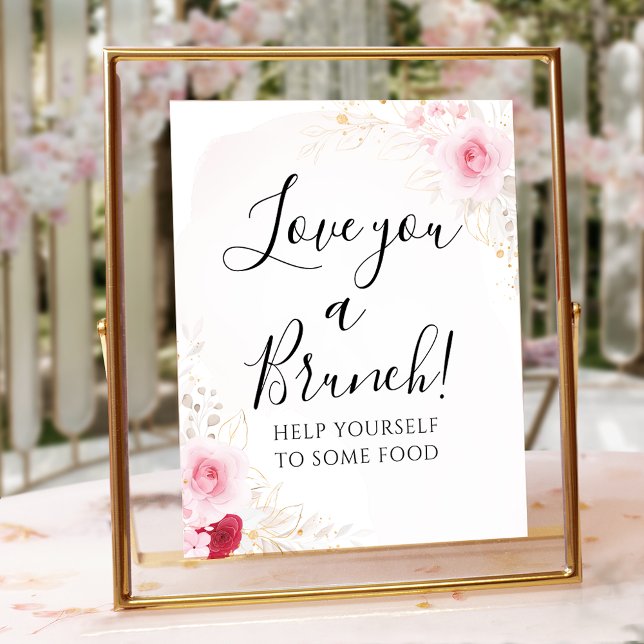 Elegant Pink & Red Floral Bridal Brunch Sign (Creator Uploaded)