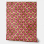 Elegant Pink Red Gold Art Deco Wallpaper<br><div class="desc">Bring bold vintage glamour to your space with this elegant pink red gold art deco wallpaper. Featuring a chic geometric art deco pattern in pink, old brick red, and gold tones, this design adds warmth, sophistication, and visual interest to any room. It is a beautiful choice for anyone who loves...</div>