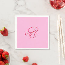 Elegant Pink & Red Monogram Script Name