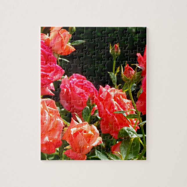 Elegant pink red orange floral roses jigsaw puzzle (Vertical)