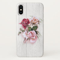 Elegant Pink & Red Roses on Whitewashed Wood