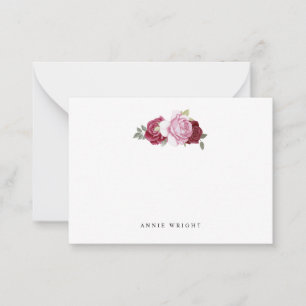 Elegant Pink Red Roses Personalized Stationery Card