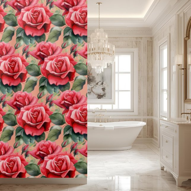Elegant Pink Red Roses Shower Curtain (Creator Uploaded)