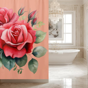 Elegant Pink Red Roses Shower Curtain