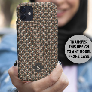 Elegant Pink Retro Floral Pattern Monogram iPhone 13 Case