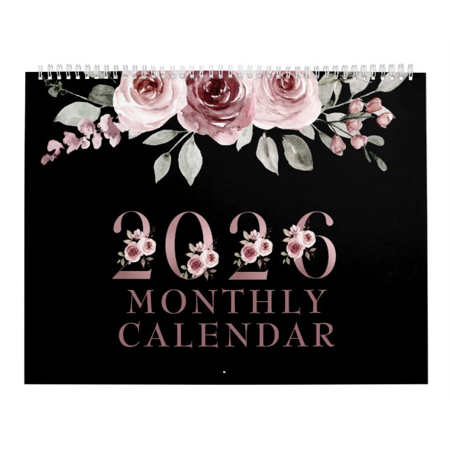 Elegant Pink Rose 2026 Calendar (Cover)