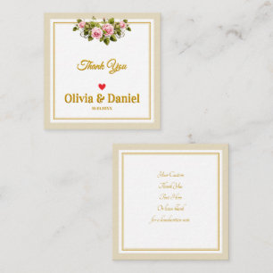 Elegant Pink Rose and Gold Script Thank You Card