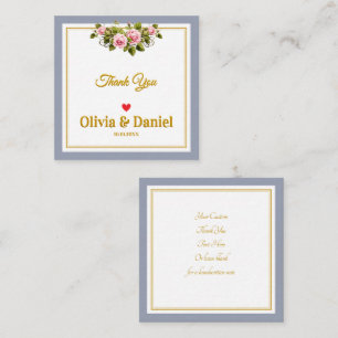 Elegant Pink Rose and Gold Script Thank You Card