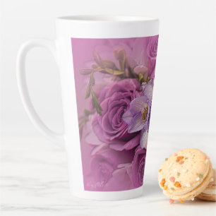 Elegant Pink Rose Bouquet Latte Mug