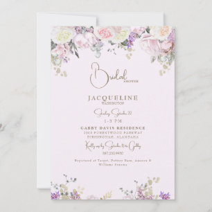 Elegant Pink Rose Bridal Shower  Invitation
