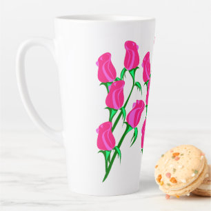 Elegant Pink Rose Buds - Floral Illustration Tall Latte Mug