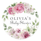 Elegant Pink Rose Floral Baby Shower Favour