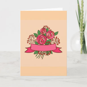 Elegant Pink Rose Floral Bouquet Card