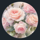 Elegant Pink Rose Floral Garden Classic Round Sticker<br><div class="desc">This elegant floral design showcases a delicate bouquet of soft pink roses, perfect for adding a romantic and timeless touch to your special event. Whether used for weddings, bridal showers, birthdays, or other celebrations, the gentle colours and classic style will elevate your stationery or event décor. The graceful arrangement of...</div>