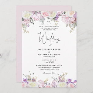 Elegant Pink Rose Floral  Invitation