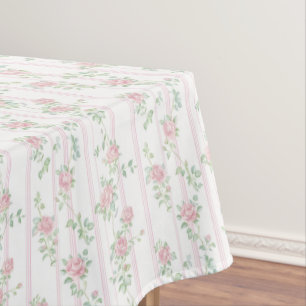 Elegant Pink Rose Floral Tablecloth