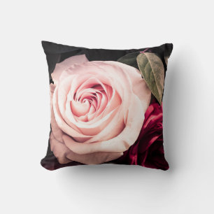 Elegant Pink Rose Flower Floral Design Throw Pillow