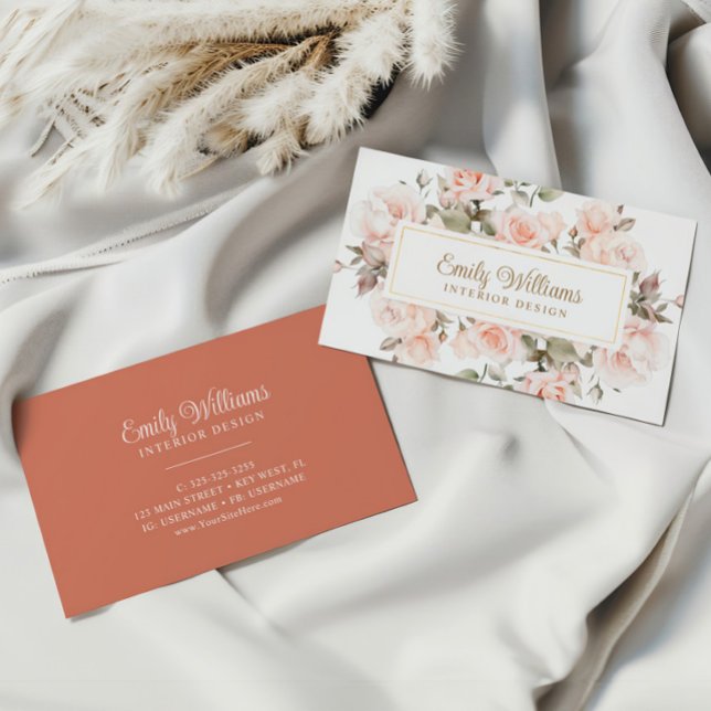 Elegant Pink Rose Flowers Business Card (Creator Uploaded)