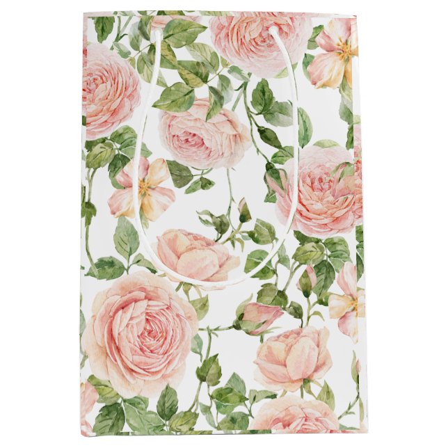 Elegant Pink Rose Garden  Medium Gift Bag (Front)