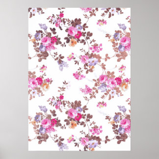 Elegant pink rose gold country chic vintage floral poster