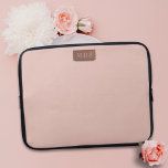 Elegant Pink Rose Gold Faux Metal Monogram Laptop Sleeve<br><div class="desc">An elegant pink rose with space for your initials</div>