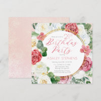 Elegant Pink Rose | Gold Frame 21st Birthday Party