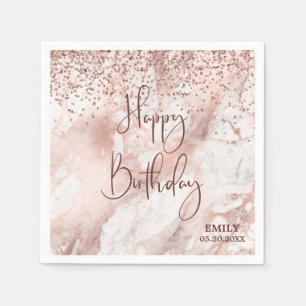 Elegant Pink Rose Gold Glitter Personalize Paper Napkin
