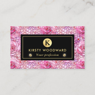 Elegant Pink Rose Mosaic Pattern Business Card