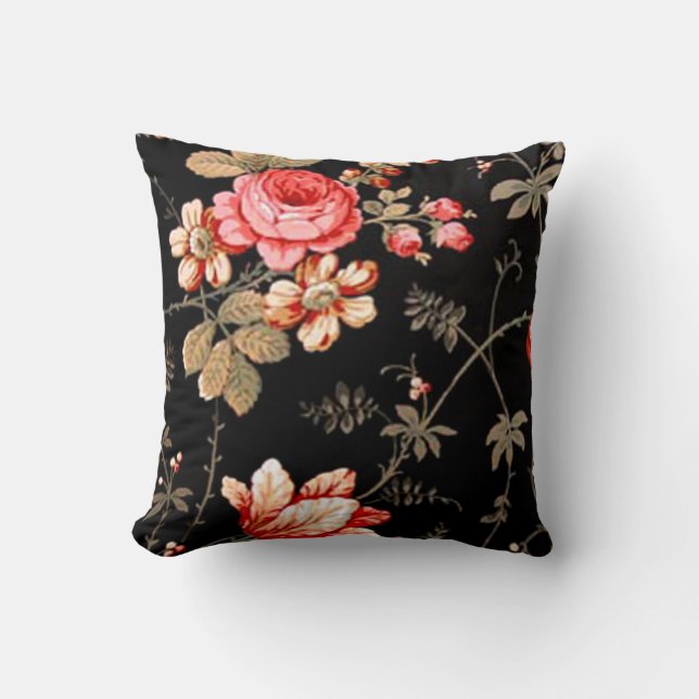 Elegant Pink Rose Reversible Pillow (Front)