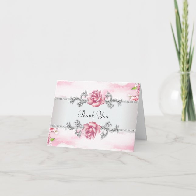 Elegant Pink Rose Thank You (Front)