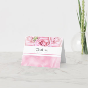 Elegant Pink Rose Thank You Note Card
