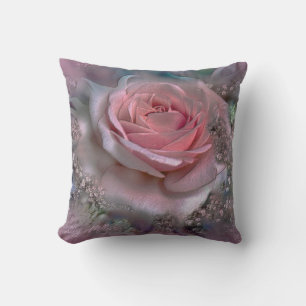 ELEGANT PINK ROSE THROW PILLOW