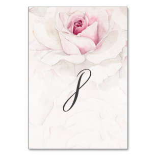 Elegant Pink Rose Watercolor Floral No 8 Wedding Table Number