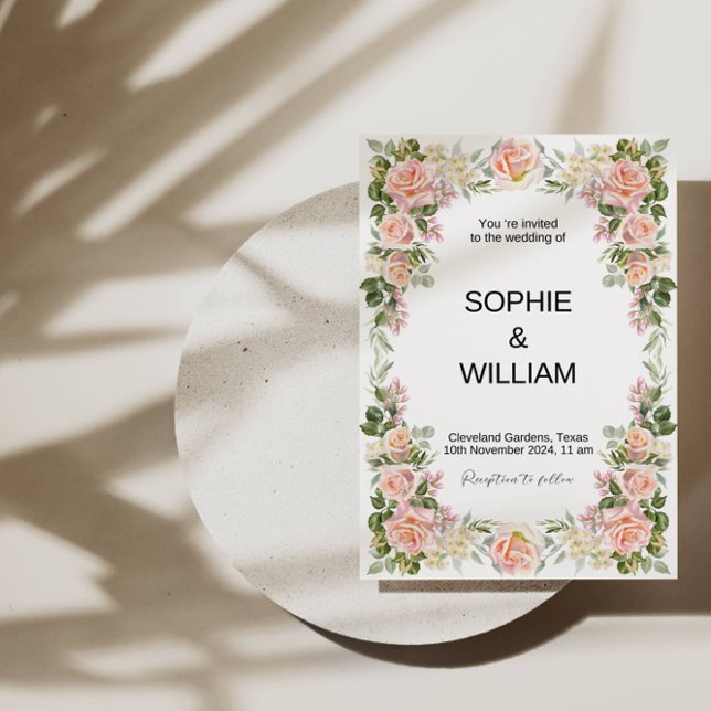 🌸 Elegant Pink Rose Wedding: A Timeless Romance  Invitation (Creator Uploaded)