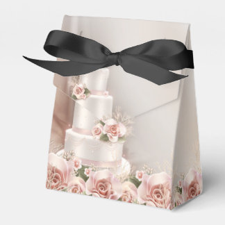 Elegant Pink Rose Wedding Cake Wedding Favor Box