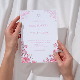 Elegant Pink Rose Wedding Invite