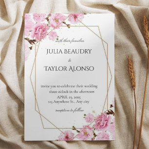 Elegant Pink Rose Wedding Invite