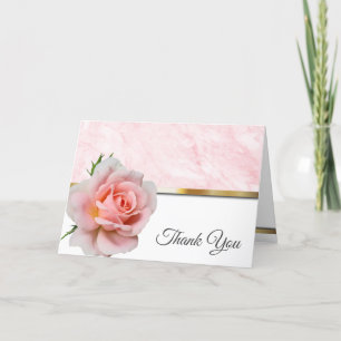 Elegant Pink Rose Wedding Thank You Card