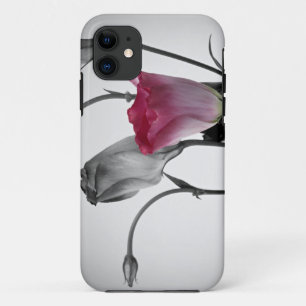 Elegant Pink Rose with Black & White background iPhone 11 Case