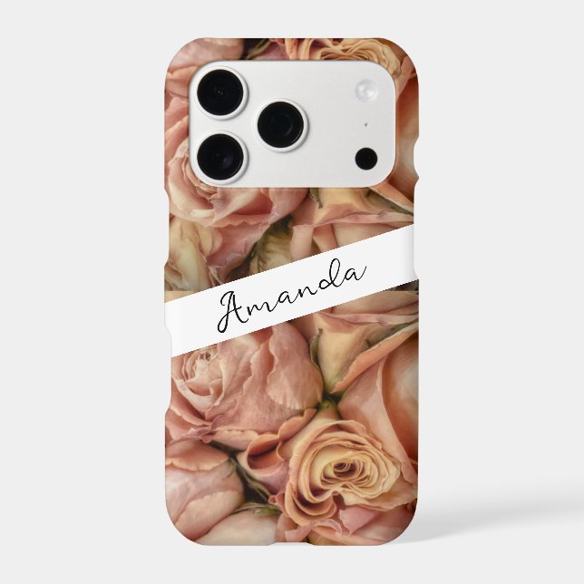 elegant pink roses add text or monogram  (Back)