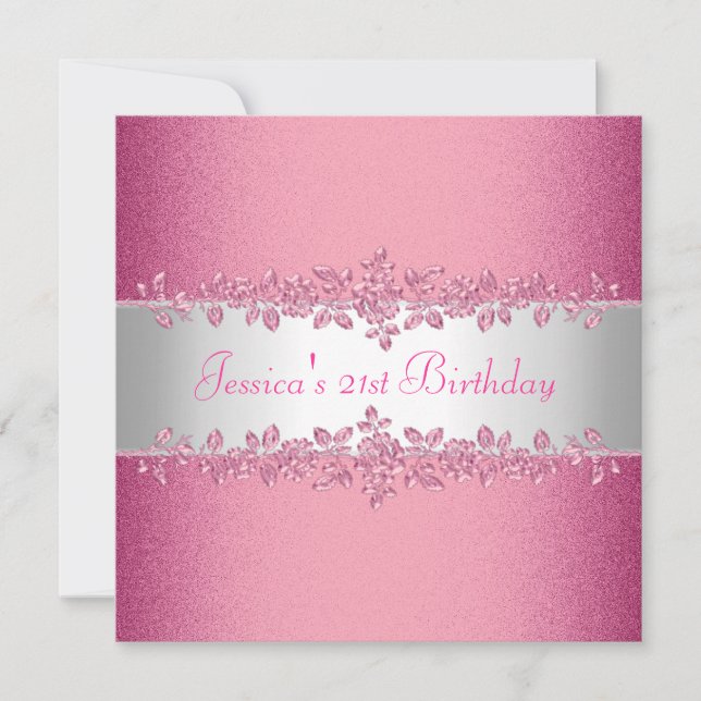 Elegant Pink Roses Birthday Party Invitation (Front)