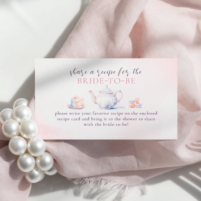 Elegant Pink Roses Bridal Shower Share A Recipe Enclosure Card (Creator Uploaded)