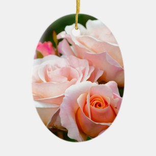 Elegant pink roses ceramic ornament