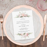 Elegant Pink Roses Feminine 60th Birthday Party Invitation<br><div class="desc">A beautifully feminine invitation with pastel pink watercolor roses and greenery, this attractive 60th birthday party invitation sets the tone for a lovely celebration. Personalize the text template with your event details. You can use this invitation for any age by changing the age in the text template. This invitation can...</div>