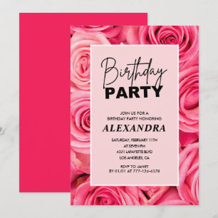 Elegant Pink Roses Floral 97th birthday Invitation