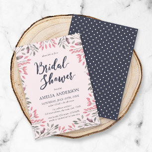 Elegant Pink Roses Floral Bridal Shower Invitation