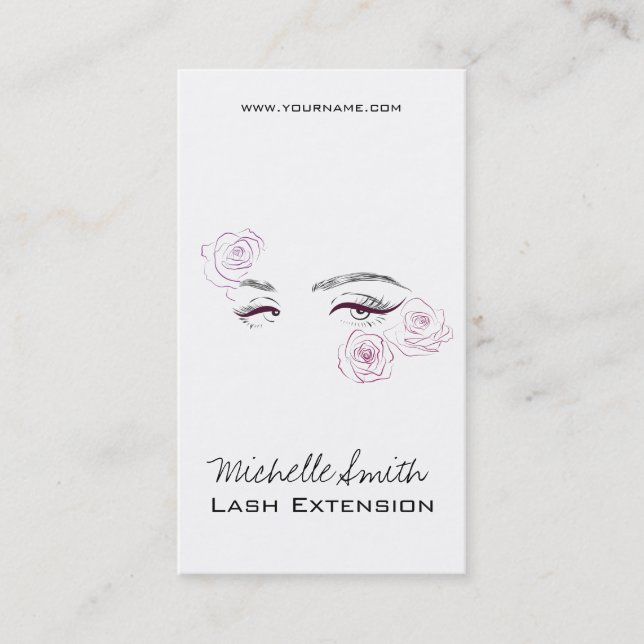 Elegant Pink Roses Floral Watercolor Beauty Salon  Business Card (Front)