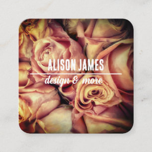 elegant pink roses florist or floral designer square business card