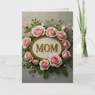 Elegant Pink Roses For Mom on Mother's Day  Foil Greeting Card