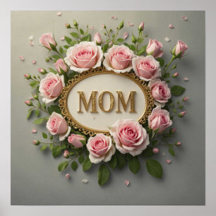 Elegant Pink Roses For Mom on Mother's Day  Poster